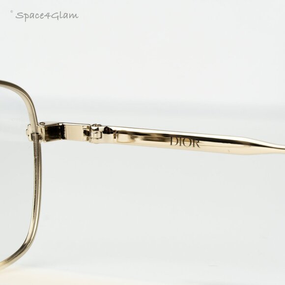 Dior Women Eyeglasses Shiny Clear Gold Demo Geometric DM50057U 032 BRAND NEW - Picture 9 of 10